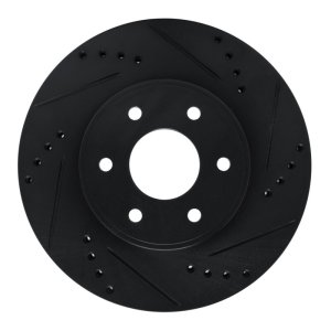 Nissan NP300 Frontier Brake Rotor (1) - Front Right - R1 Concepts - Drilled & Slotted - Black - `16-`22